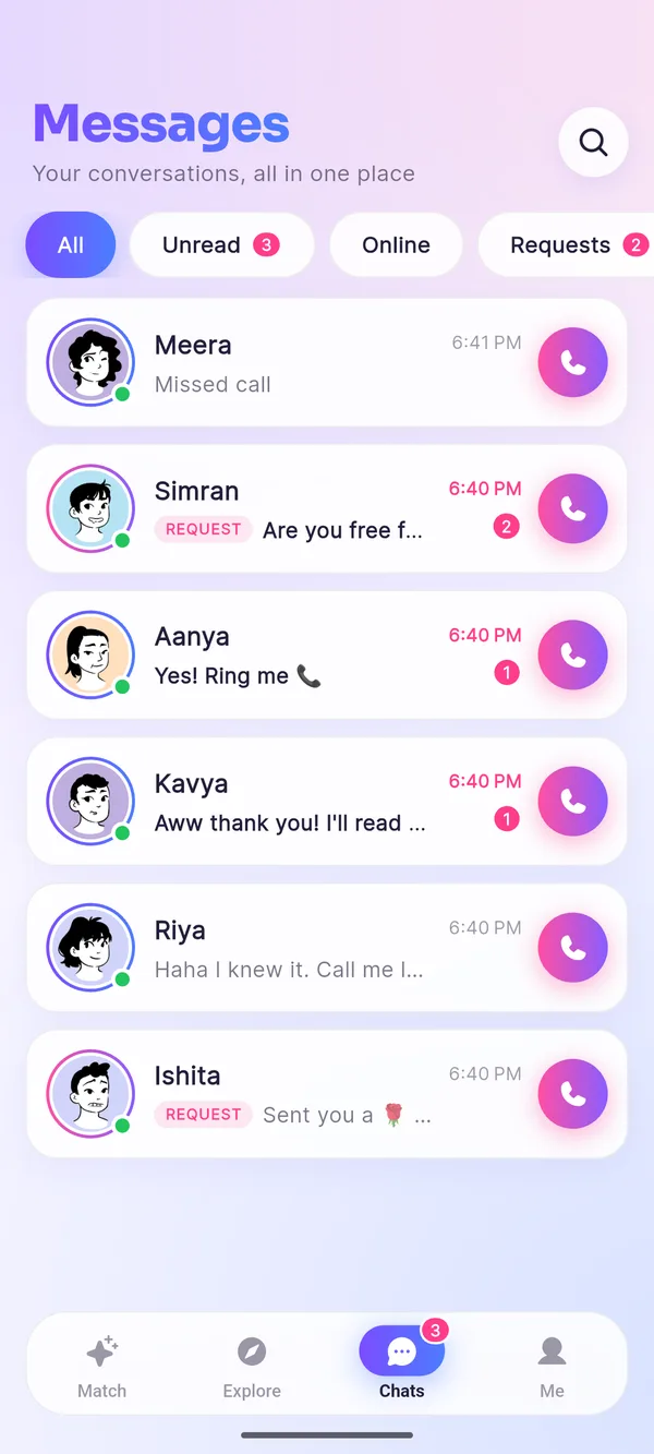 VartaKare Chats screen